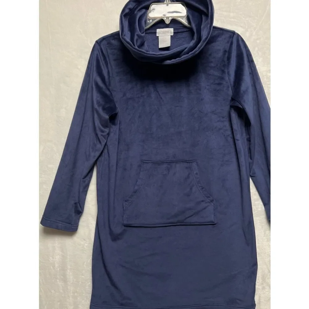 SOFTIES L/S Navy Snuggles Lounger Pullover with Loose Tulip Lined Collar- Sz S/M